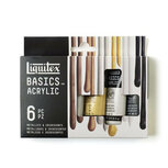 Liquitex Basics Acrylic Colour Set 6x22ML Metallics Iridescents