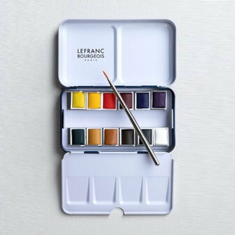 Lefranc &amp; Bourgeois Metal Pocket Box Aquarelset 12 napjes 2