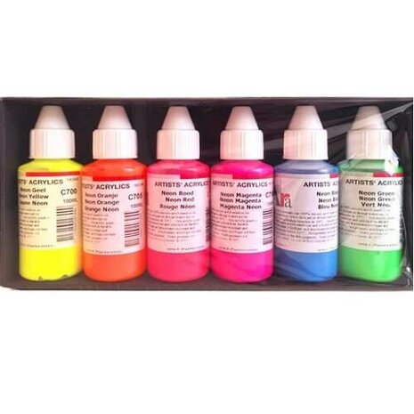 voorjaar artillerie Achtervolging ARA Artist Acrylverf Neon Set 6x100ml - Bok-Webshops