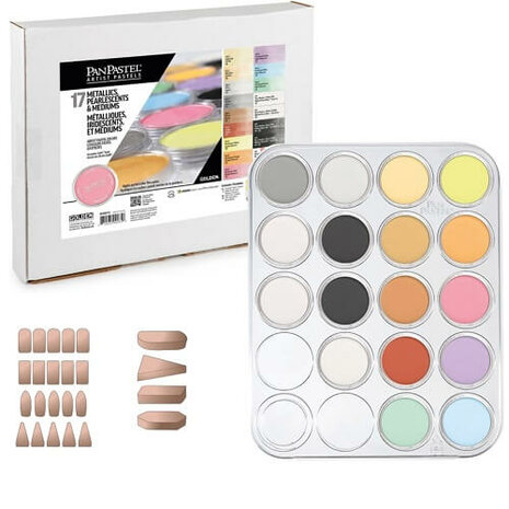 PanPastel Metallics Pearlescents Mediums Set 17 Pans 9ml